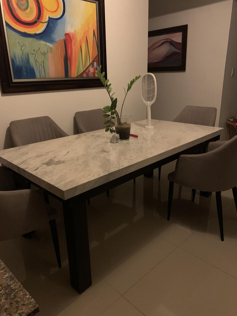 muebles y colchones - Mesa de Comedor tope de Mármol Carrara 