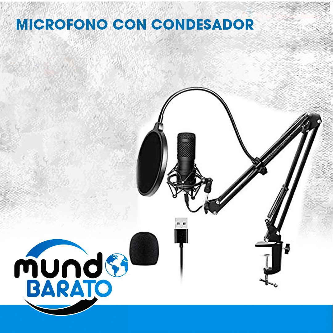 otros electronicos - Microfono De Condensador Profesional Kit EStudio + Araña + anti pop pedestal USB