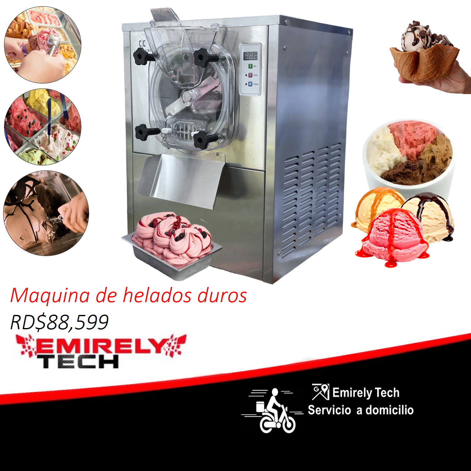 equipos profesionales - Maquina dispensadora de helado duro comerciales