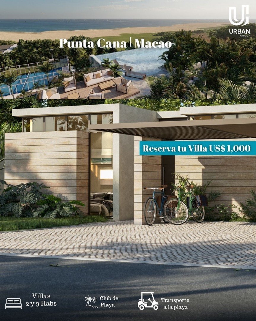 casas vacacionales y villas - Villas de 2 & 3 Habitaciones con Club de Playa Macao Punta Cana desde US$91,999