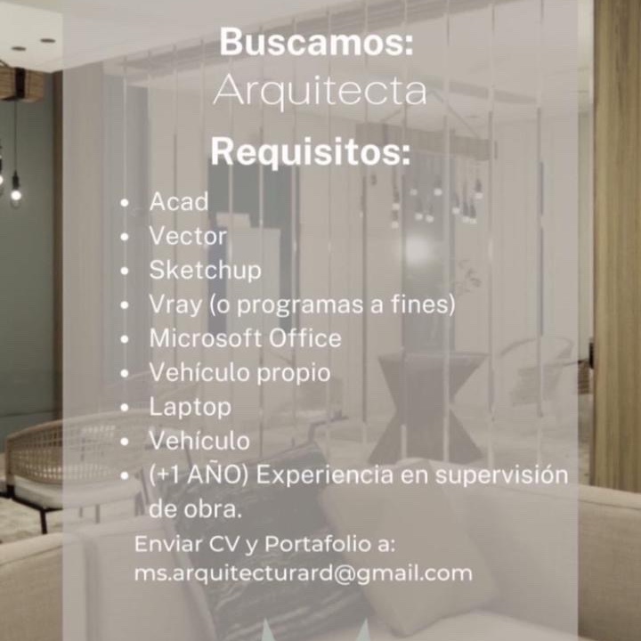 empleos disponibles - VACANTE ARQUITECTA 