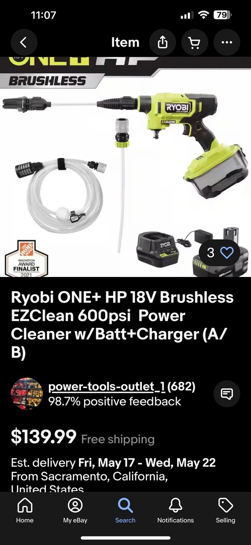 otros electronicos - Ryobi ONE+ HP 18V
Brushless EZClean 600
PSI Power Cleaner 9