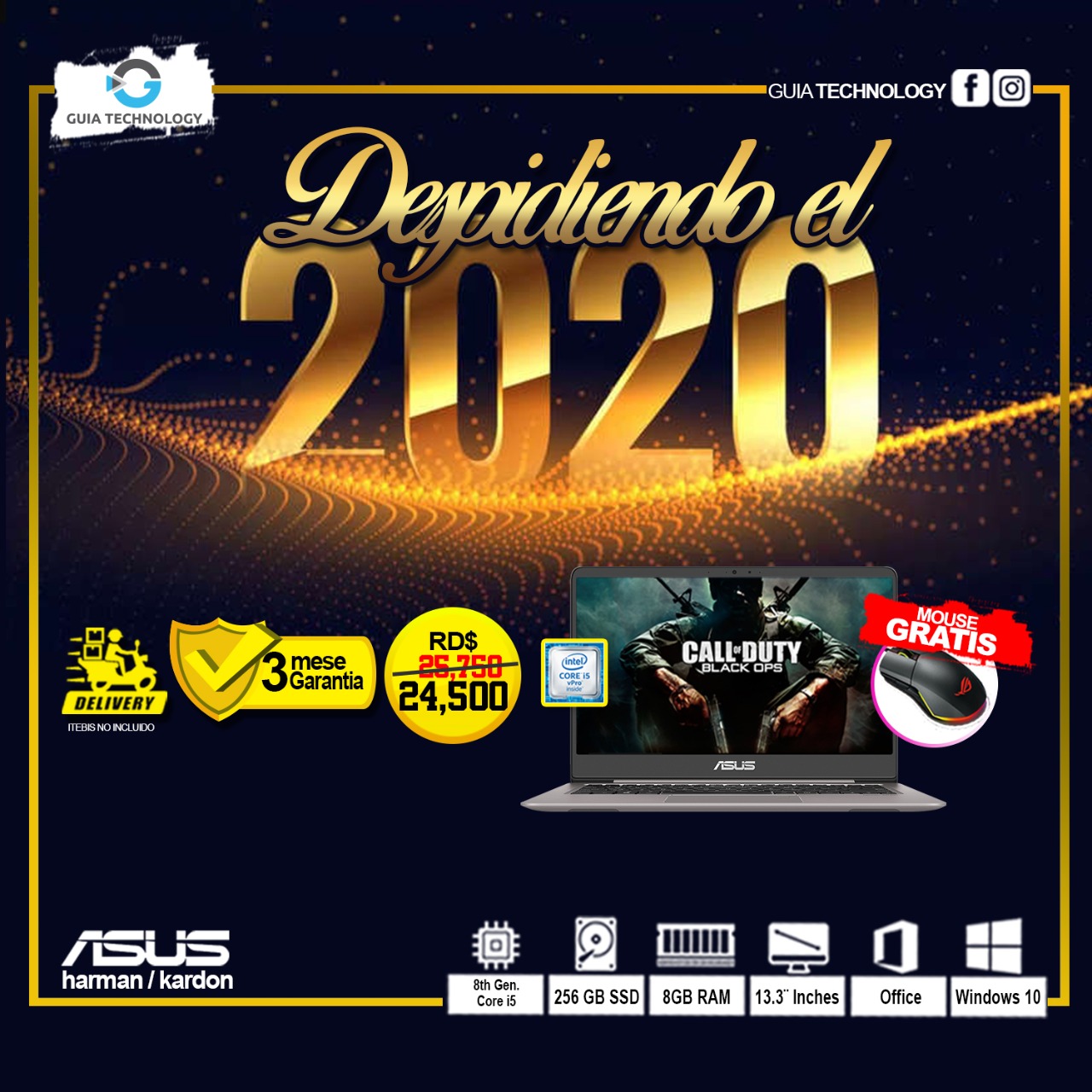 computadoras y laptops - Laptop ASUS harman / kardon, 8th Gen, Core i5,  8 GB RAM, 256 SSD  13.3”