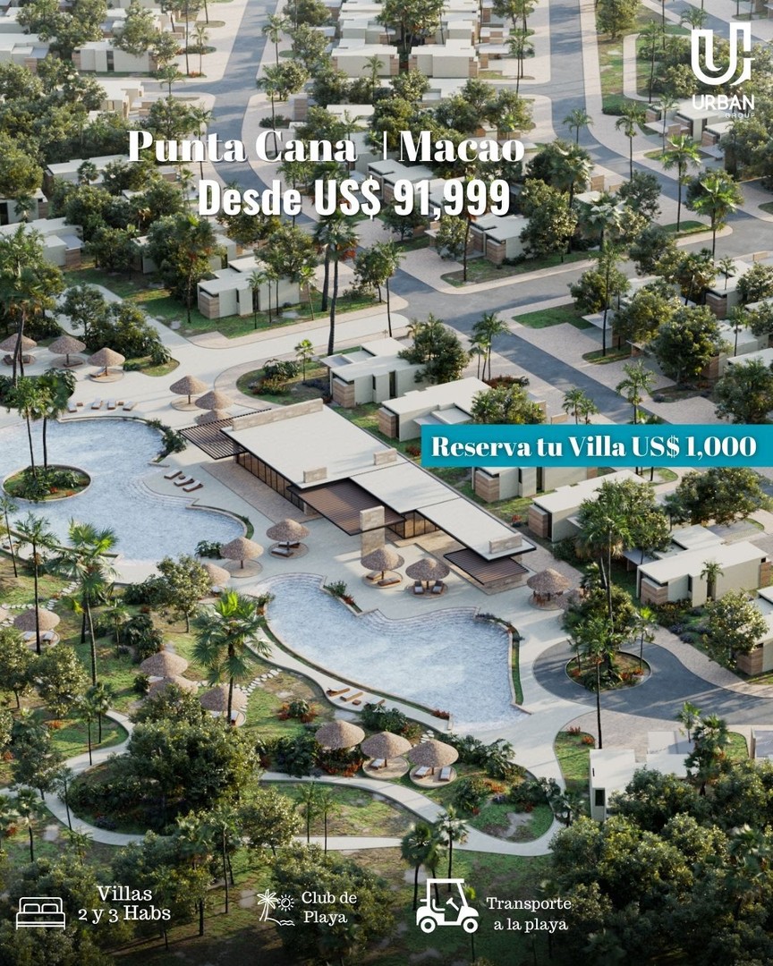 casas vacacionales y villas - Villas de 2 & 3 Habitaciones con Club de Playa Macao Punta Cana desde US$91,999 4