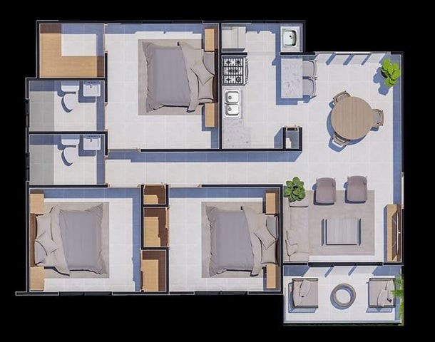 apartamentos - Proyecto en venta Punta Cana  #24-1722 tres dormitorios, parqueo, 2 baños. 6