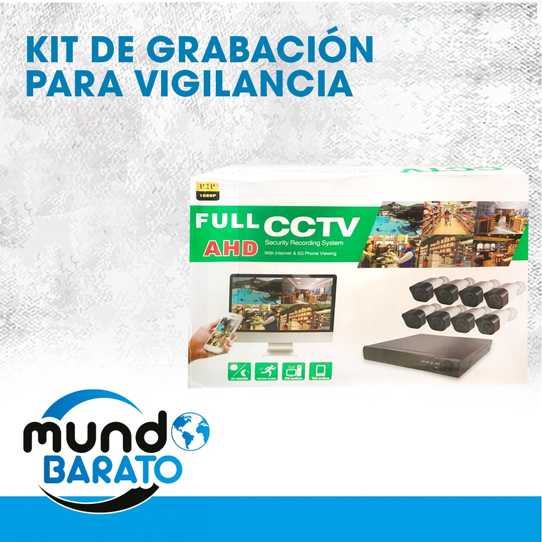 camaras y audio - Kit 8 Camaras de Seguridad 1080p full HD 4k Dvr 8ch Hdmi Exterior Interior CCTV