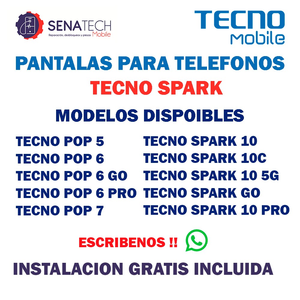 celulares y tabletas - PANTALLAS PARA TELEFONOS TECNO