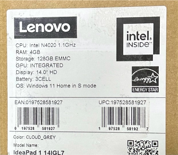 computadoras y laptops - LAPTOP LENOVO IDEAPAD 1 14IGL7 4GB RAM 128GB SSD INTEL N4020 14” FHD NUEVA 1