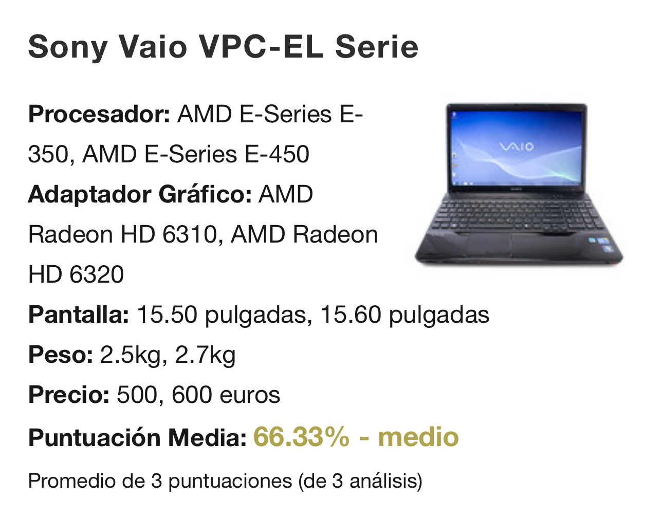 computadoras y laptops - Vendo Laptop Sony de segunda gran oportunidad 