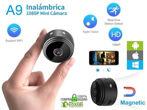 camaras y audio - Mini cámara de seguridad A9, recargable 2