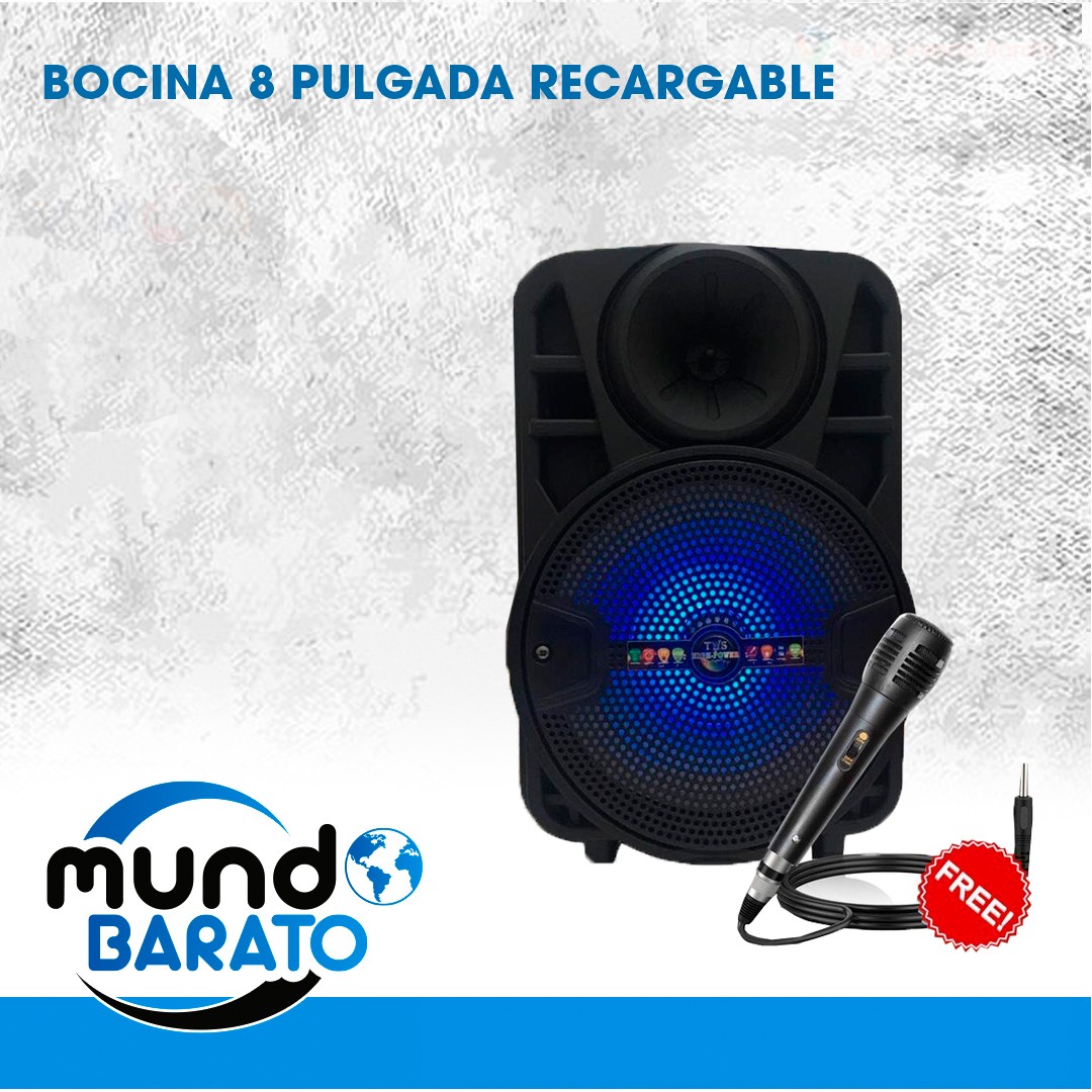 accesorios para electronica - BOCINA PORTATIL 8" PULGADAS BLUETOOTH INALAMBRICO + MICROFONO + CONTROL 1