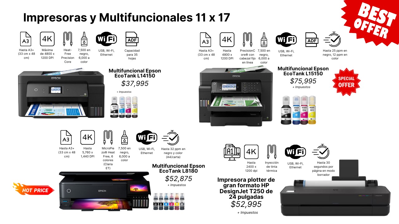 impresoras y scanners - PARA IMPRECION EN TAMAÑO 11X17 Y MAYOR  0