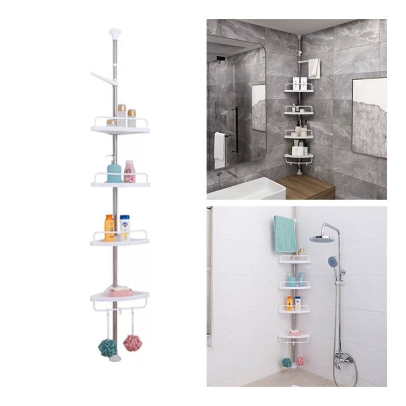 decoración y accesorios - Estante esquinero de 4 espacios extensible para el baño 