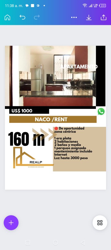 apartamentos - Hermoso apartamento 2 h