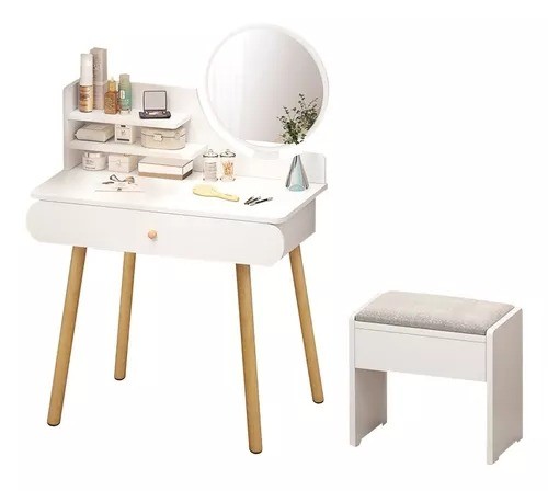 muebles y colchones - Tocador con espejo táctil y con luces de un cajón, Peinadora
 mesa de maquillaje