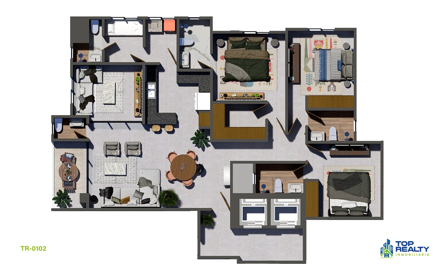 apartamentos - TR-0102-C  Elegancia Espaciosa: Espacios de 3 Hab. con Comodidades de Clase 5