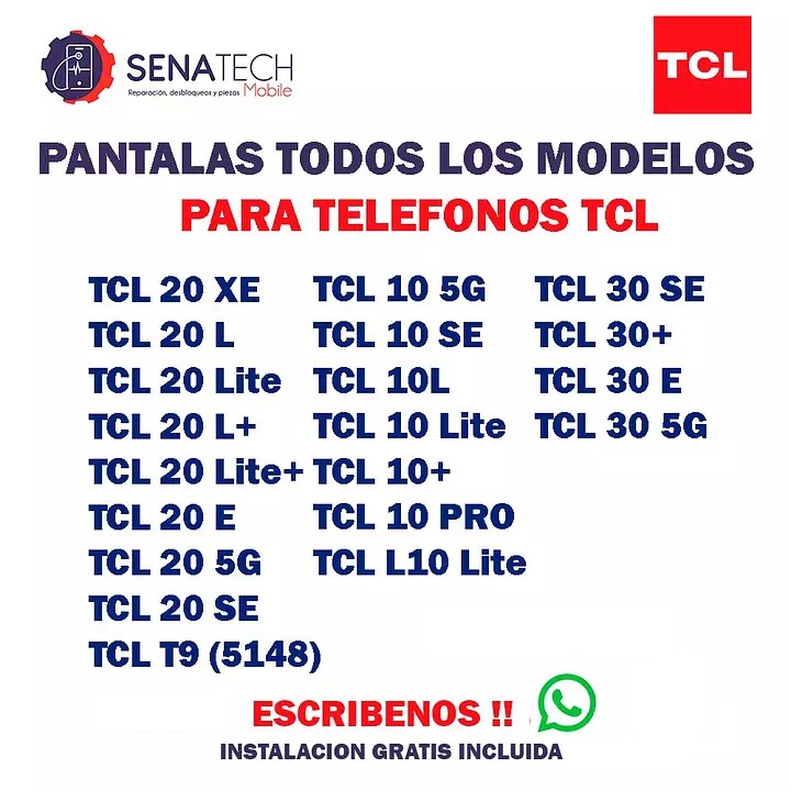 celulares y tabletas - PANTALLAS PARA TELEFONOS TCL TODOS LOS MODELOS