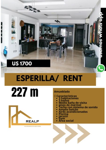 apartamentos - Apartamento amoblado 3 Hab esperilla