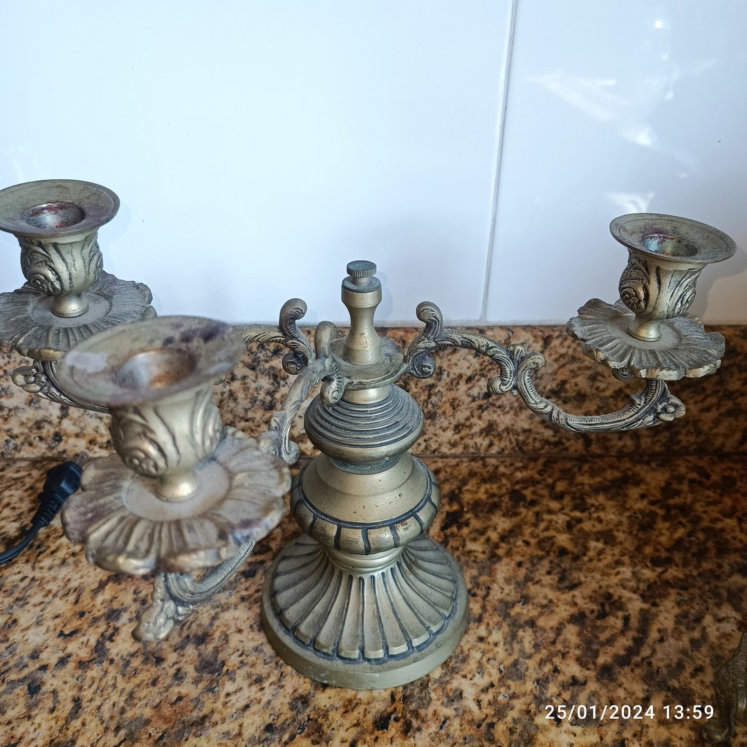 arte y antigüedades - Piezas de servir vintage con baño de plata. Set completo 4