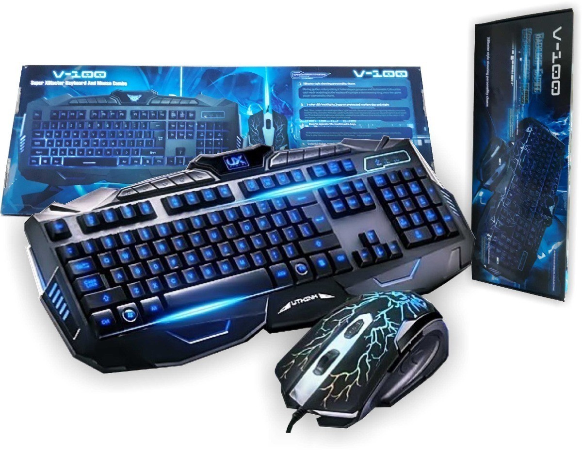 otros electronicos - Teclado  Mouse Para Pc. Jugadores Gamin Con Luces Gamer Gaming  1