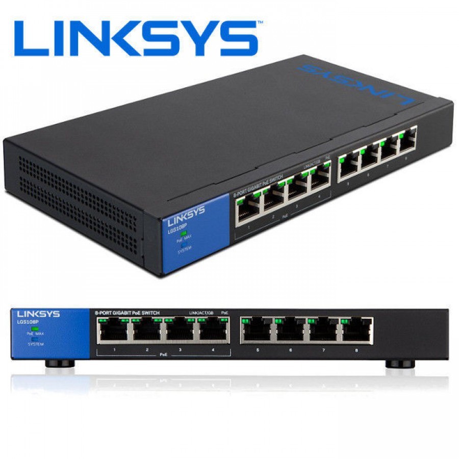 computadoras y laptops - SWITCH 8 PUERTOS LINKSYS - NO ADMINISTRABLE - 8 PUERTOS GIGABIT ETHERNET POE ,4  0