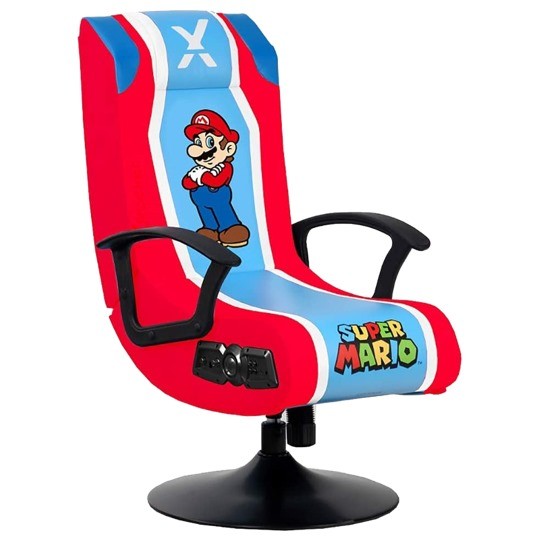 muebles y colchones - SILLA X-Rocker, Super Mario 2.1 Audio Pedestal Chair, Red/Blue