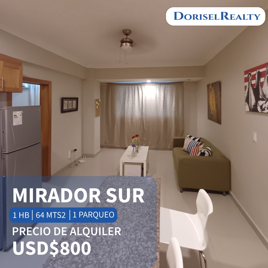 apartamentos - ALQUILER DE PRECIOSO APARTAMENTO AMUEBLADO EN MIRADOR SUR