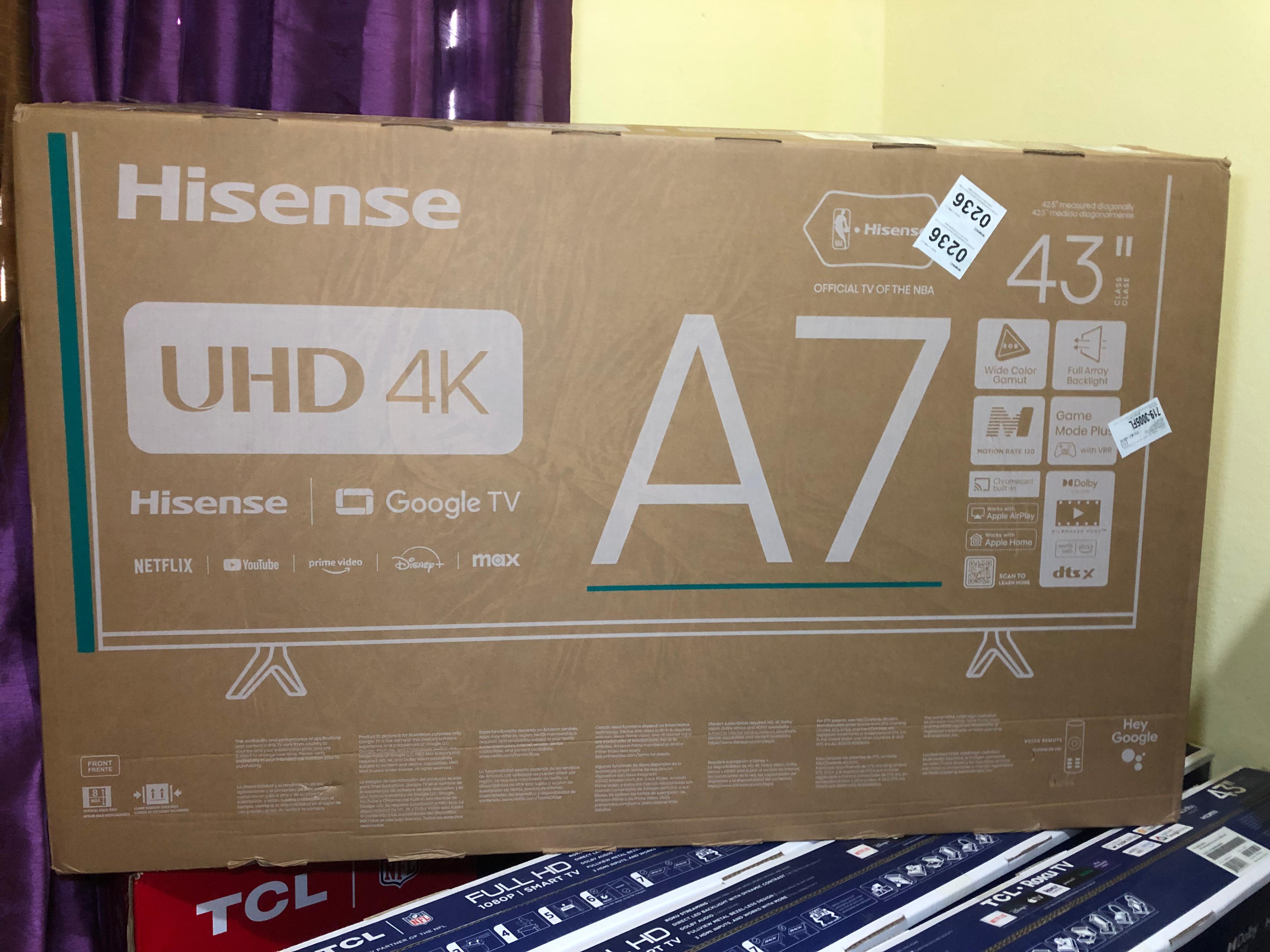 tv - Hisense Google tv 43 pulgadas UHD 4K sin bordes en la pantalla. 1