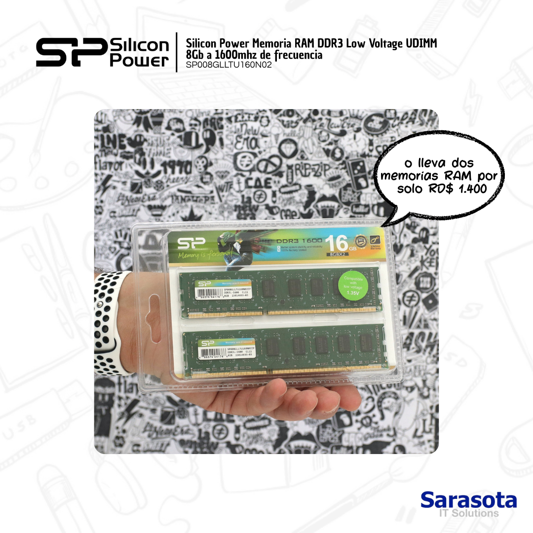 accesorios para electronica - Silicon Power Memoria RAM DDR3 8Gb a 1600mhz  1