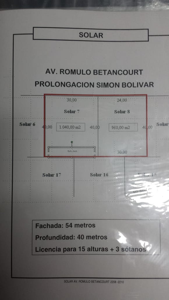 solares y terrenos - Solar 2,060 mts Av. Romulo 
 2