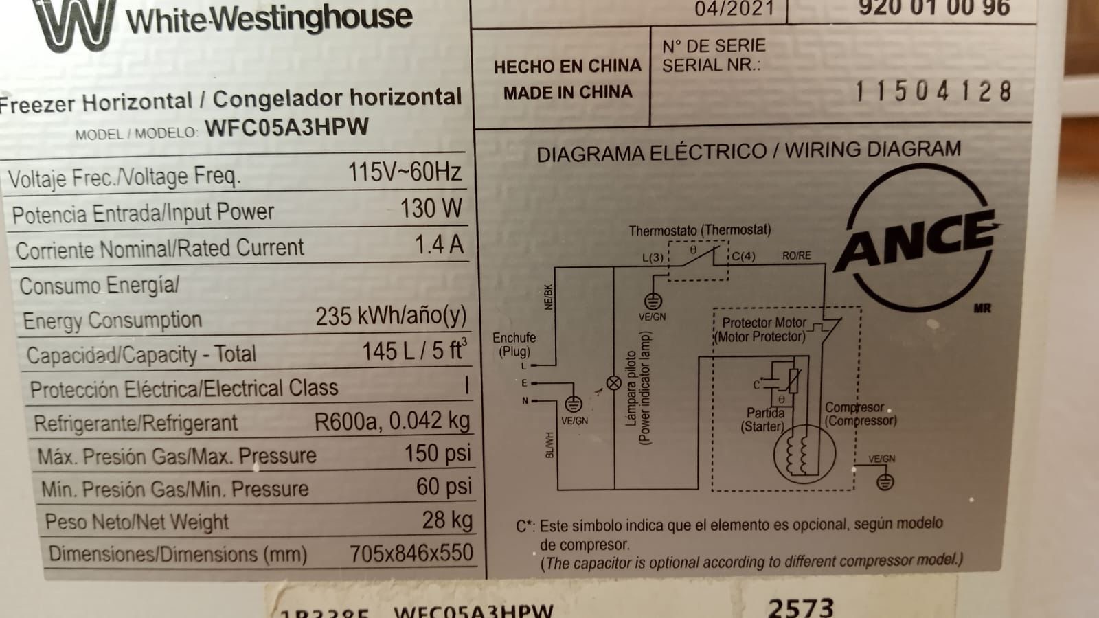 electrodomesticos - Freezer White Westinghouse 1