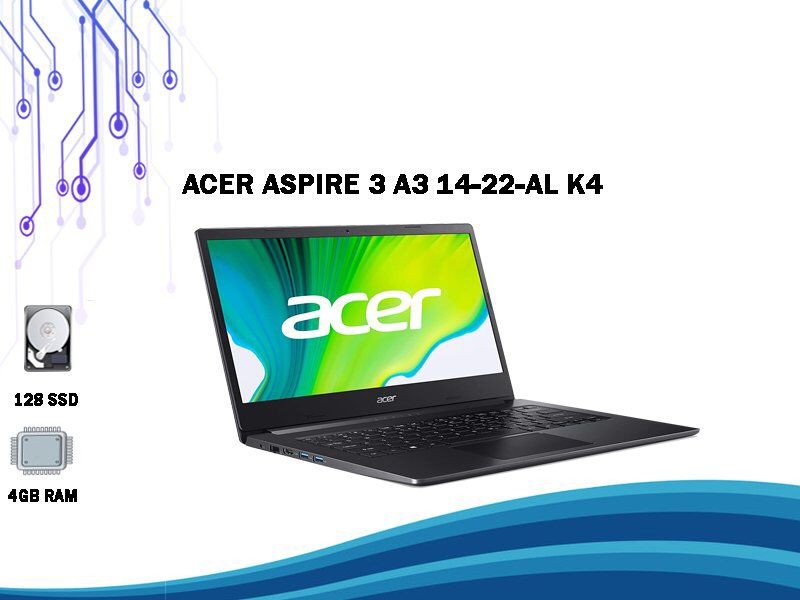 computadoras y laptops - Laptop ACER aspire 3 a314-22-a1k4 128SSD DISCO 4GB RAM BLUETOOH 14 PULG