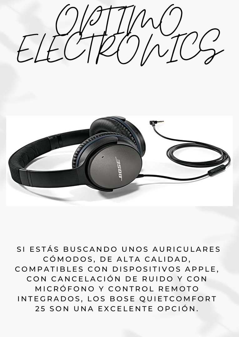 camaras y audio - AUDIFONOS Bose QuietComfort 25 Auriculares con cable (3.5 mm) Dispositivos Apple