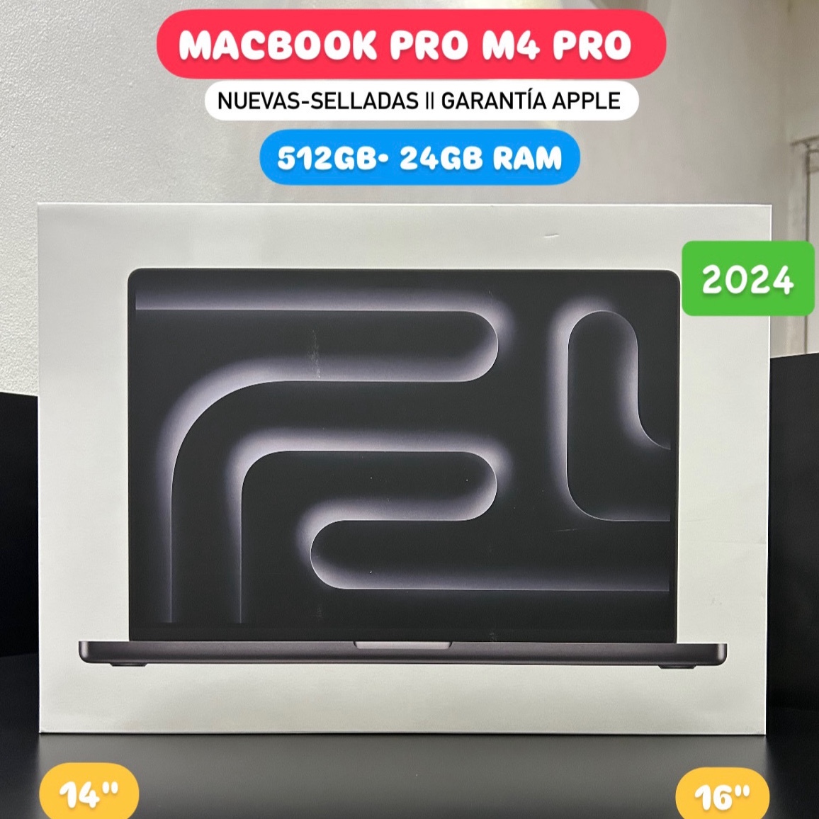 computadoras y laptops - MACBOOK PRO M4 PRO 14" 16" 512/24GB RAM 2024 SELLADA OFERTAA🔥‼️