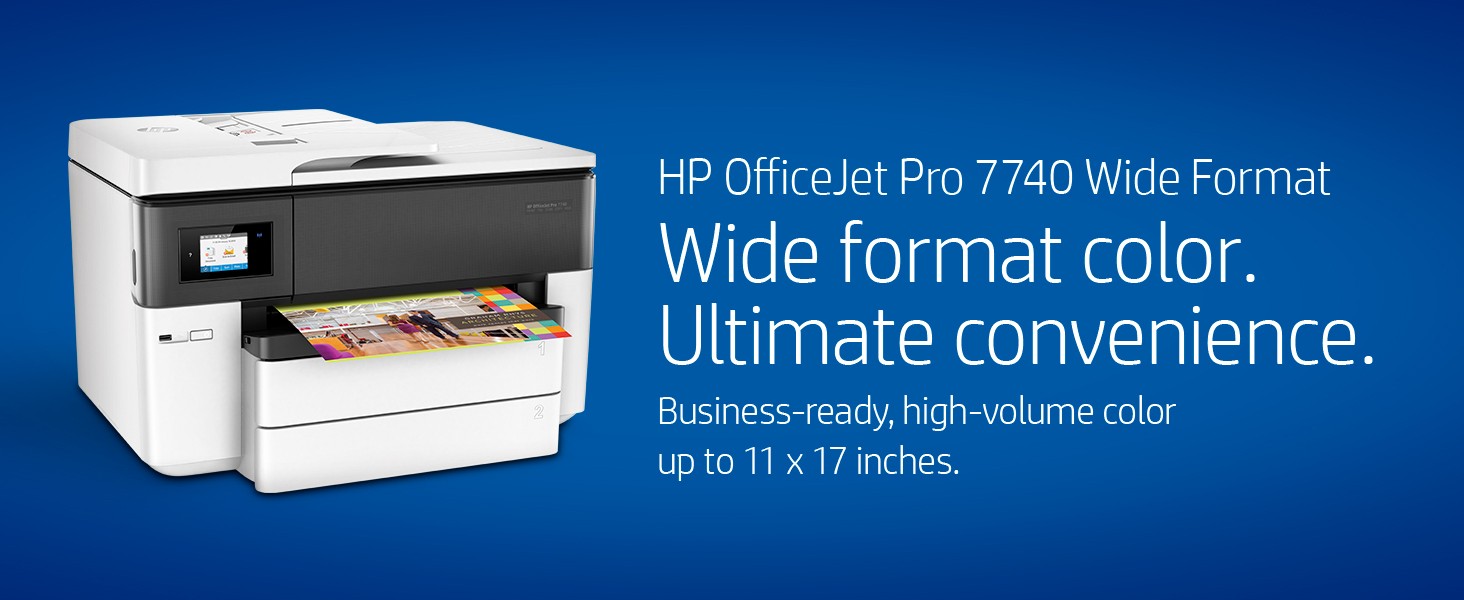impresoras y scanners - HP IMPRESION TAMAÑO 11X 17 PULGADAS,  Multifuncional
OfficeJet 7740 Todo-en-Uno 