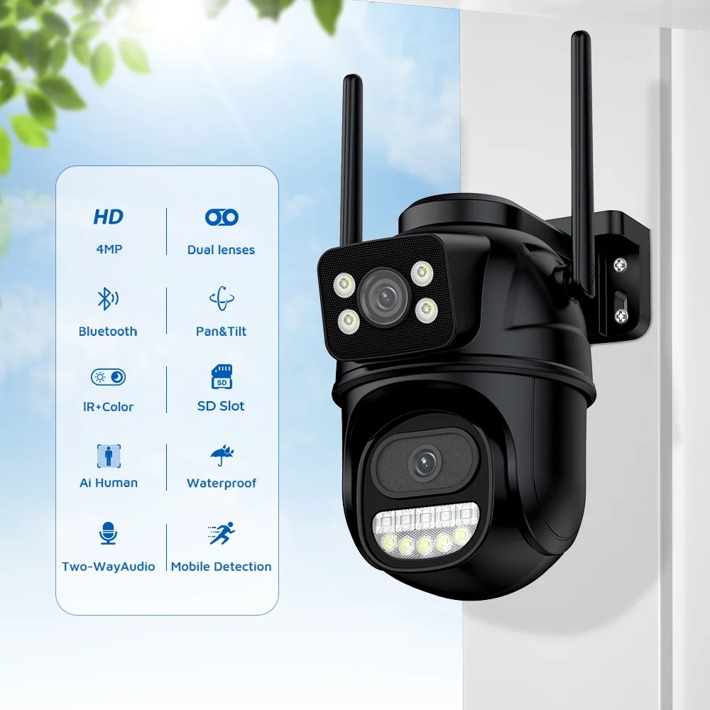 camaras y audio - Camara de Seguridad Doble Lente PTZ Wifi 4MP Con Giro 360 y Seguimiento Intelige 1