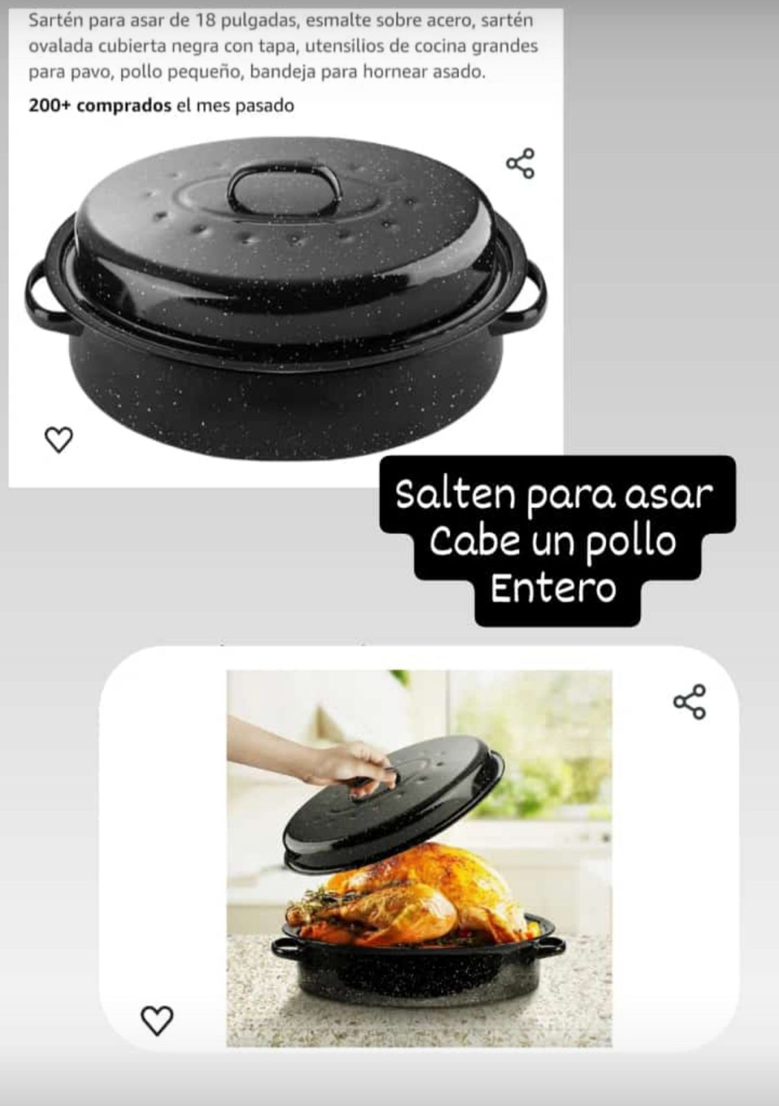 cocina - Sartén para asar, ovalada cubierta negra con tapa