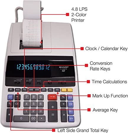 impresoras y scanners - CALCULADORA SHARP EL 2630 PIII, PANTALLA 12 DIGITOS,PAPEL,SUMADORA 1