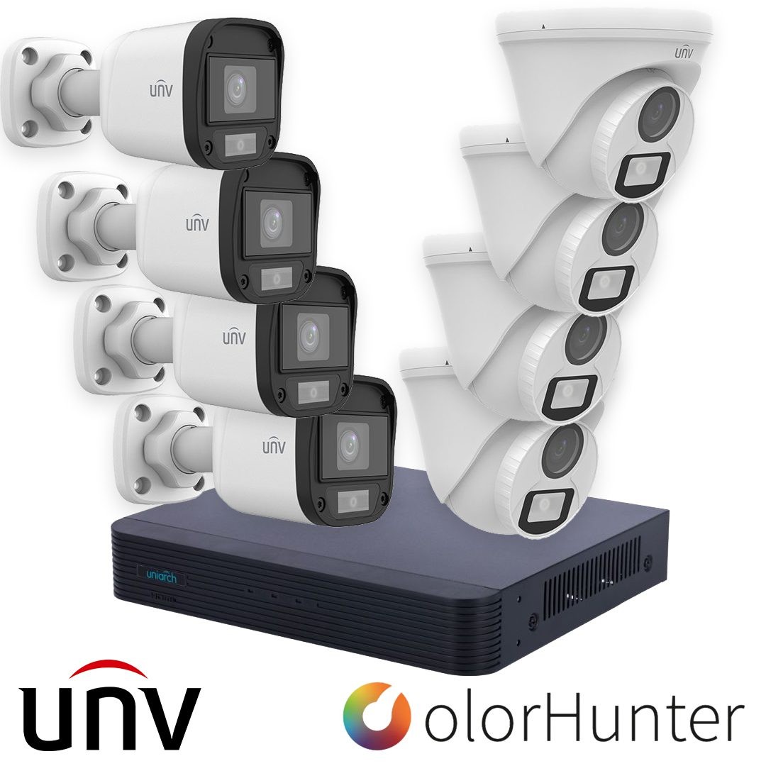 camaras y audio - Kit 8 Camaras UNV Color Hunter 1080P 2MP (No Incluye Instalacion)