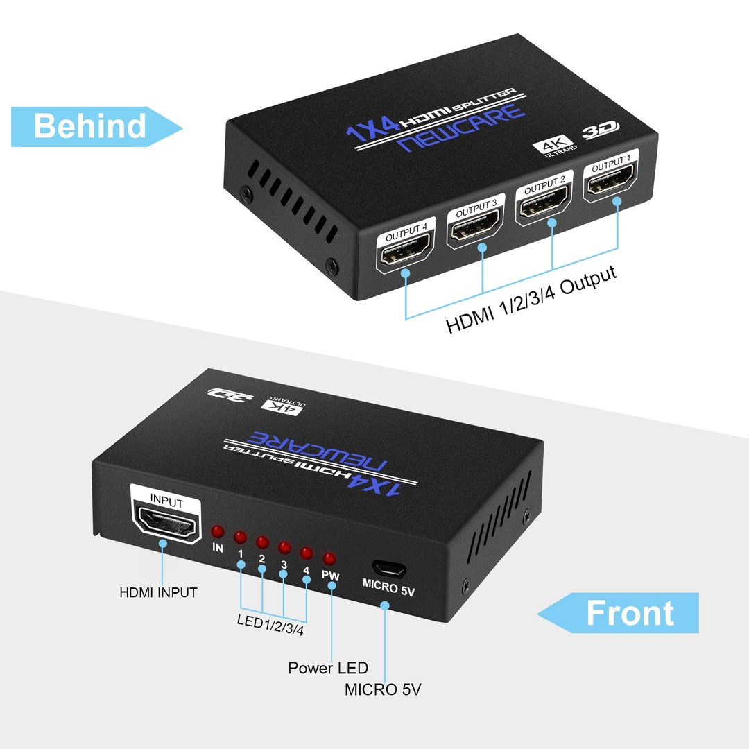 accesorios para electronica -  4K 1080P 3D Mini 4 puertos HDMI Splitter Switcher 1 entrada 4 salidas 1
