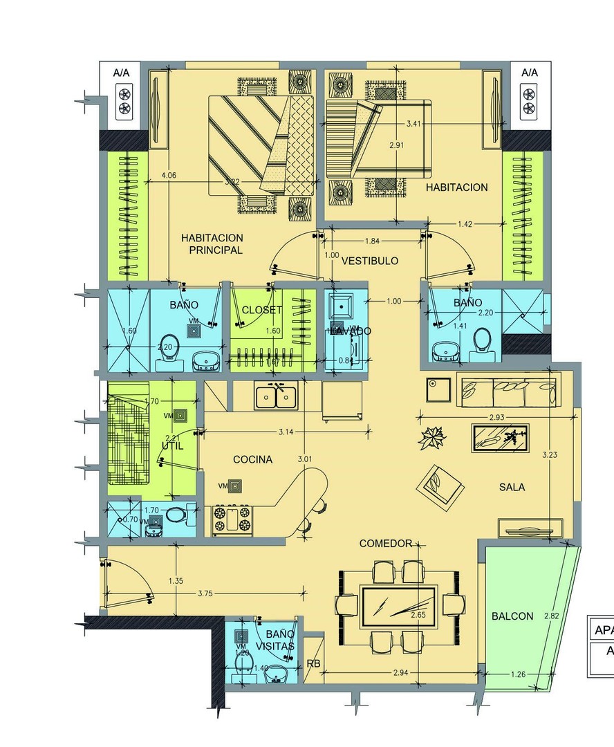 apartamentos - Evaristo Morales piso 8 2 habitaciones 2.5 banos 2 parqueos balcon 