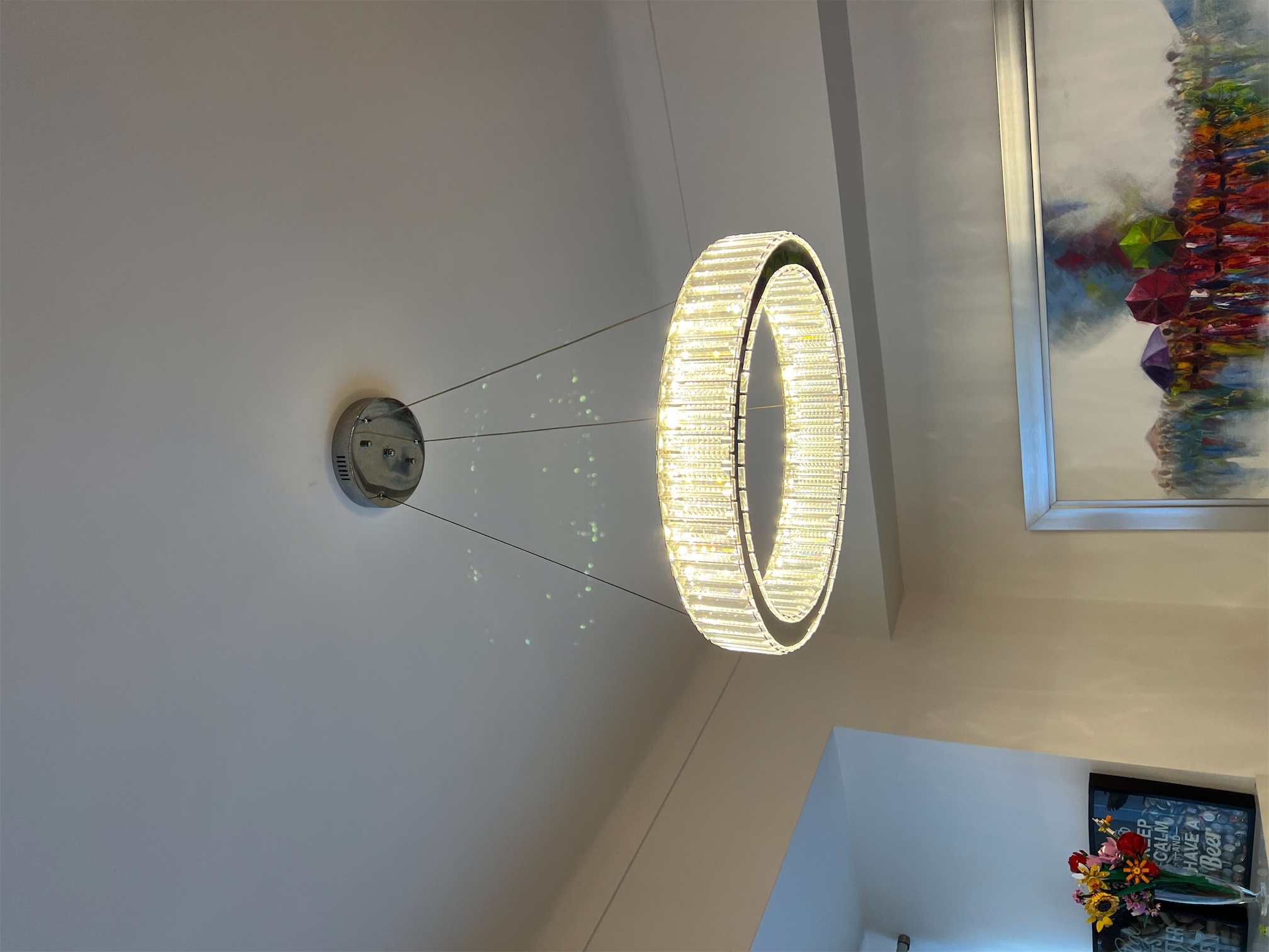 decoración y accesorios - ¡Vendo elegante lámpara LED colgante de cristal, ideal para sala o comedor! 💡✨