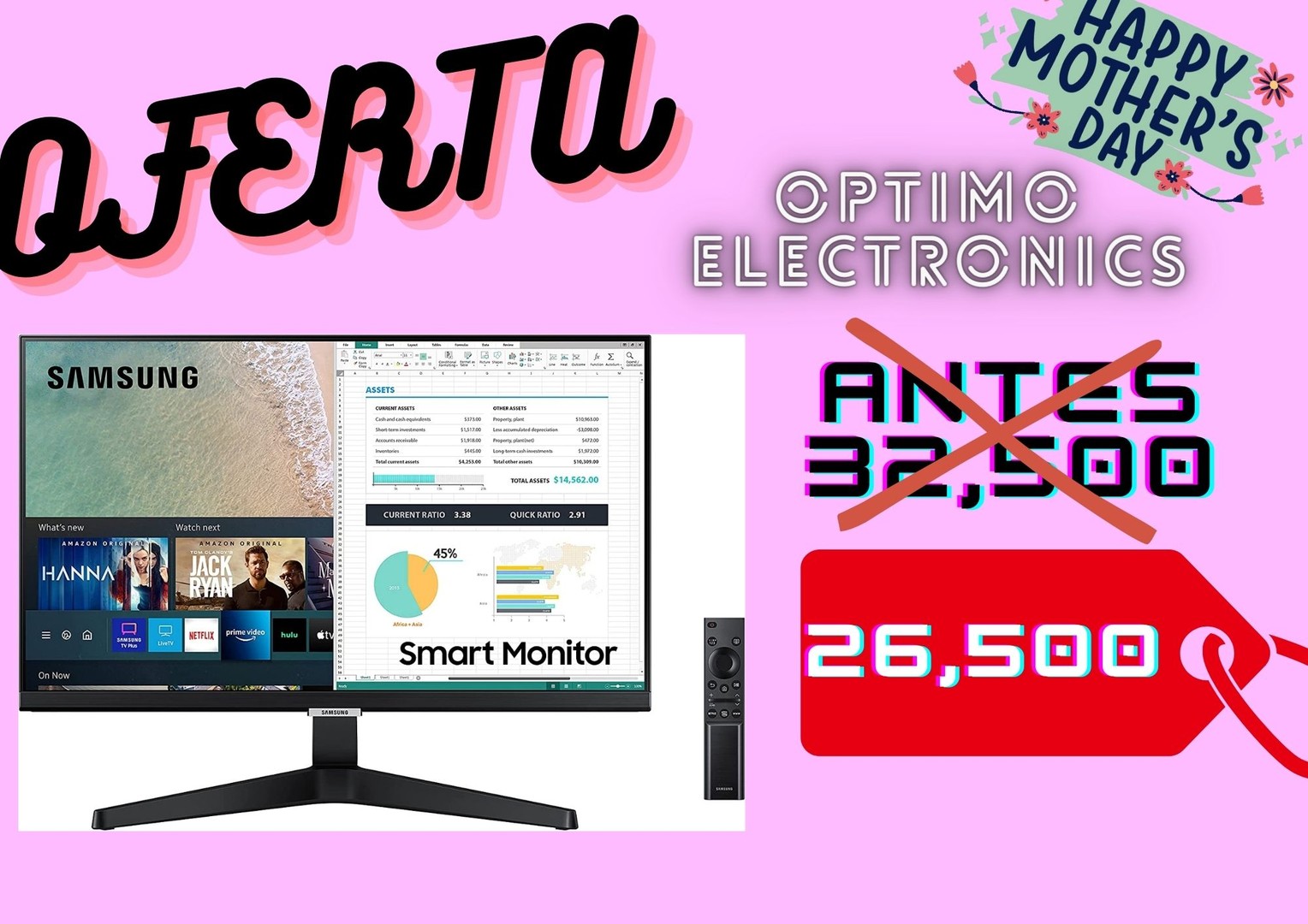 computadoras y laptops - monitor samsung 24 pulgadas inteligente m5 fhd con streaming tv / fhd