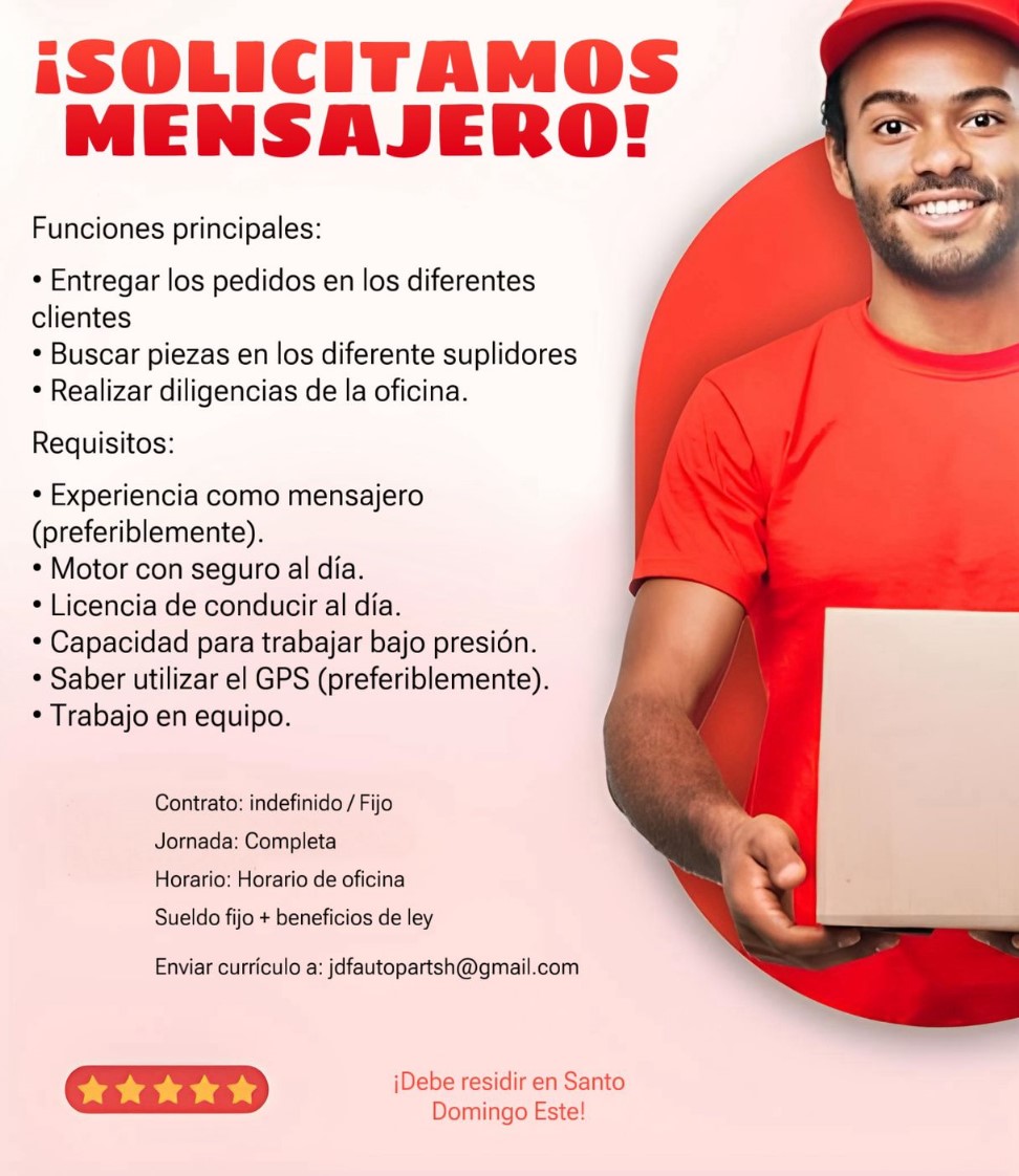 empleos disponibles - Solicito mensajero