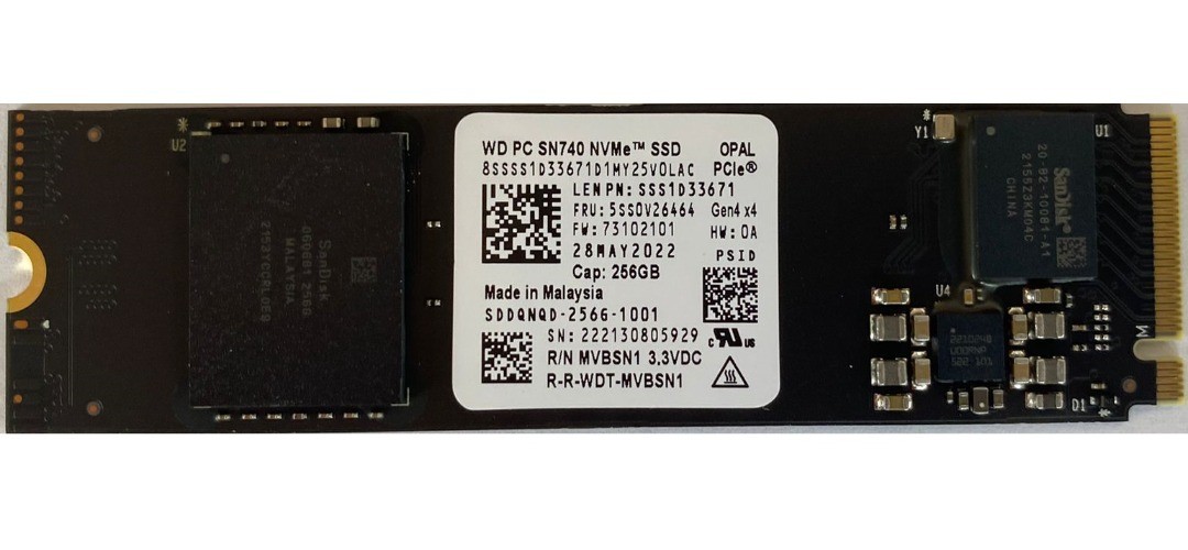 accesorios para electronica - SSD NVME Western Digital PC SN740 256GB M.2 2280