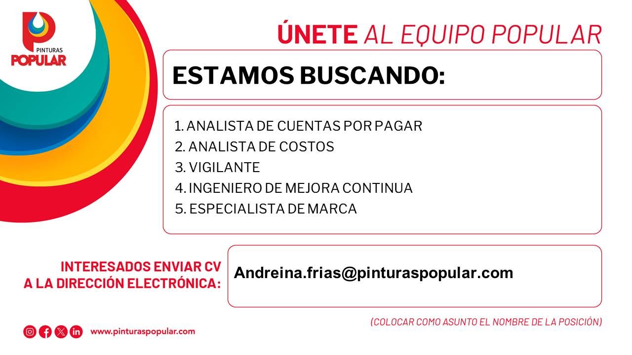 empleos disponibles - Posiciones en Pinturas Popular