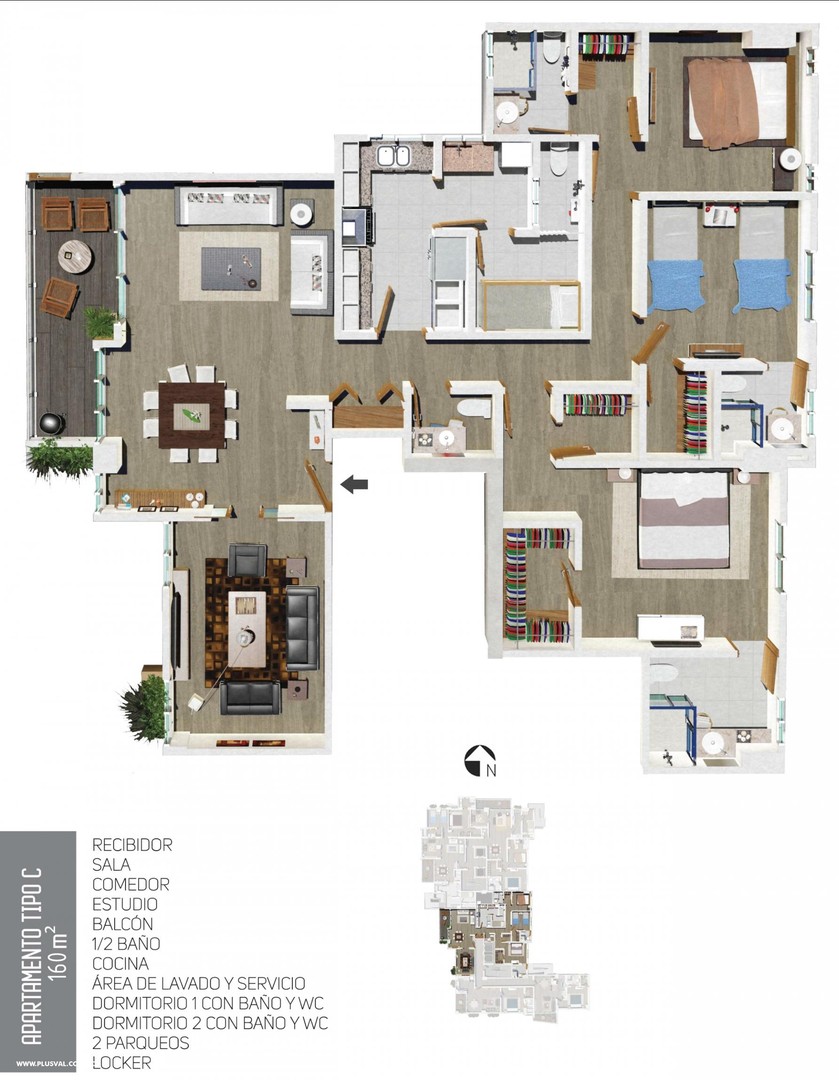 apartamentos - Naco dic 2023 2 habitaciones 2.5 banos estudio balcon  9