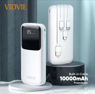 celulares y tabletas - Power Bank de 10,000mAh con cable incorpordo VIDVIE PB758 2