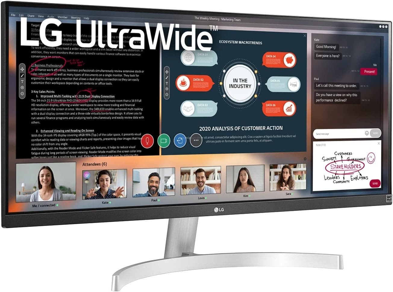 computadoras y laptops - Monitor LG UltraWide 29 Pulg Full HD IPS 29WN600-W HDR10  FreeSync 1