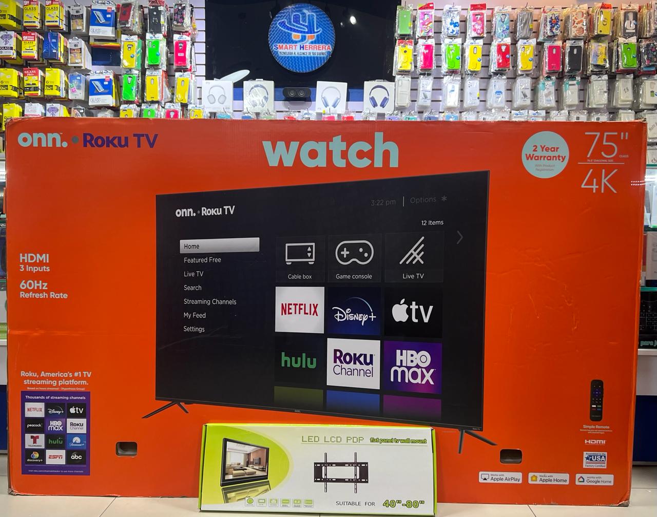 tv - ONN SMART TV 75 PULGADAS ROKU 